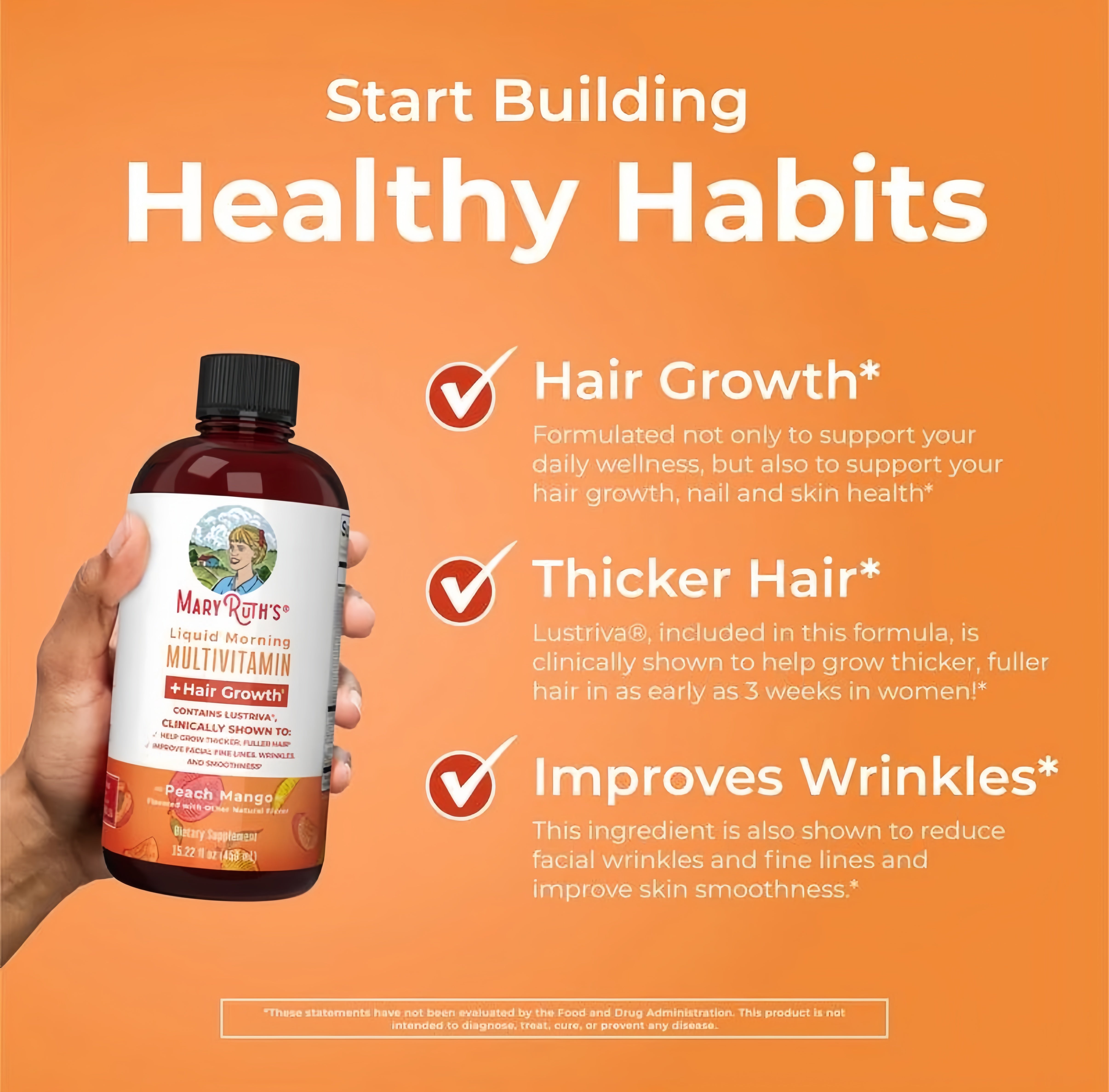MaryRuth's Morning Multivitamin + Hair Growth,450ml Mango(New User Offer)