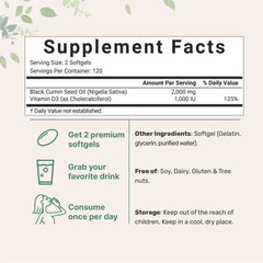 Micro Ingredients Black Seed Oil with Vitamin D3, 240 softgels