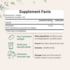 Micro Ingredients Astaxanthin 12mg, 120 softgels, tanning pills, Strength Carotenoids Skin Supplement w. 100% Natural Astaxanthin from MicroAlgae