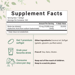 Micro Ingredients Biotin with Hyaluronic Acid Softgel, 365 counts